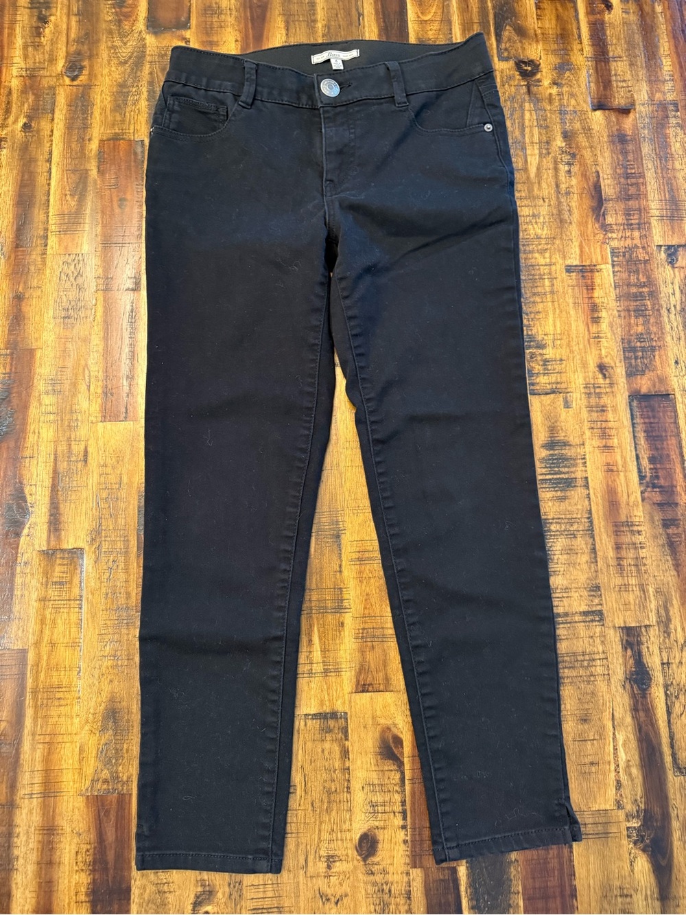 🍒Bass Women's stretch waist tummy control all black jeans! mesh band! mom denim